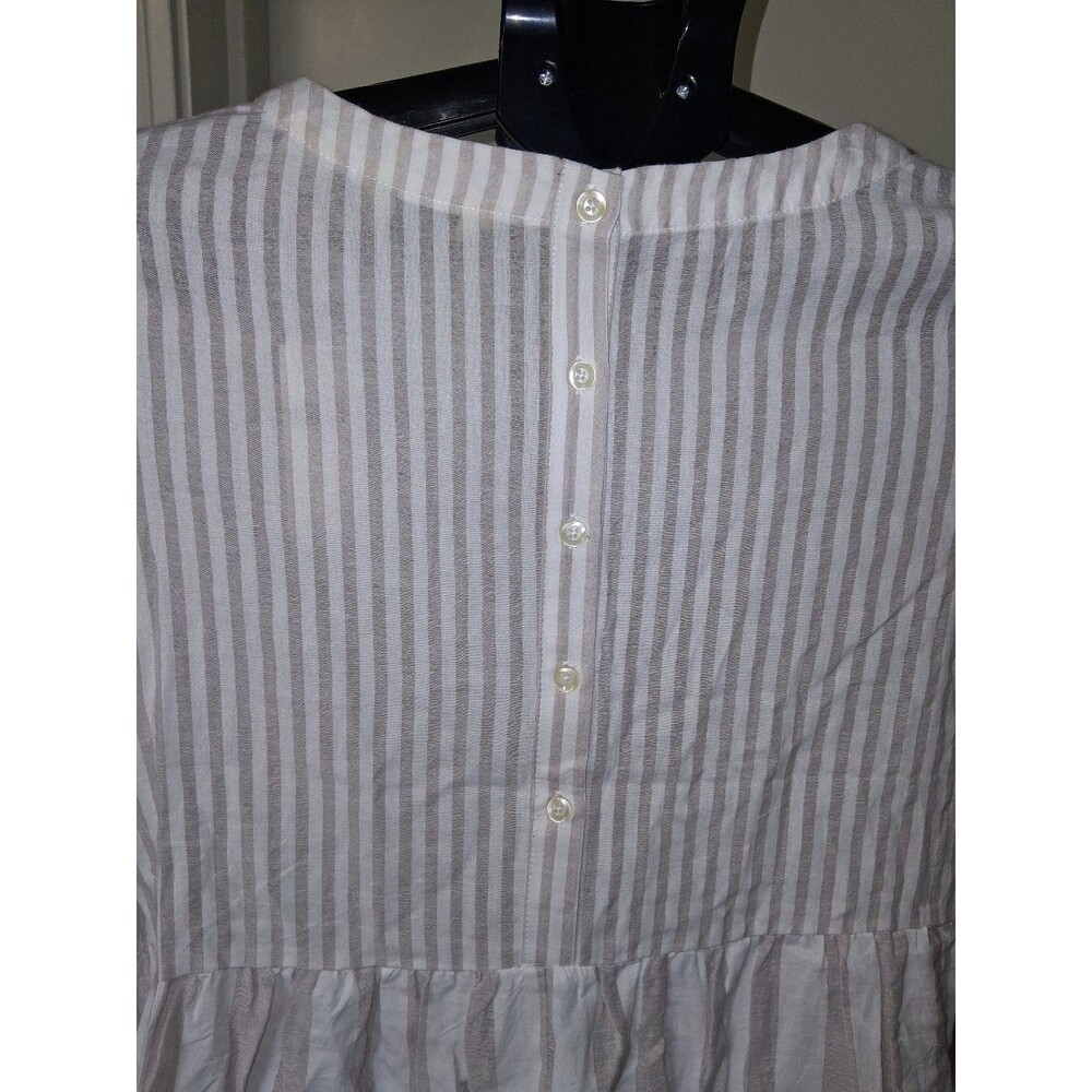 NEW! Women's 11.1 Tylho Anthropologie Striped Peplum Blouse w/ Button Back, S - Picture 9 of 12